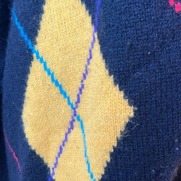 Valerie Stevens Angora Blend Argyle Pattern Women's SZ LG Cardigan 80s Mall Rat - Picture 6 of 8